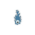 Petit feu follet bleu de l’illustration Inari and the Wisps, présenté en sticker. 7,6 x 7,6 cm